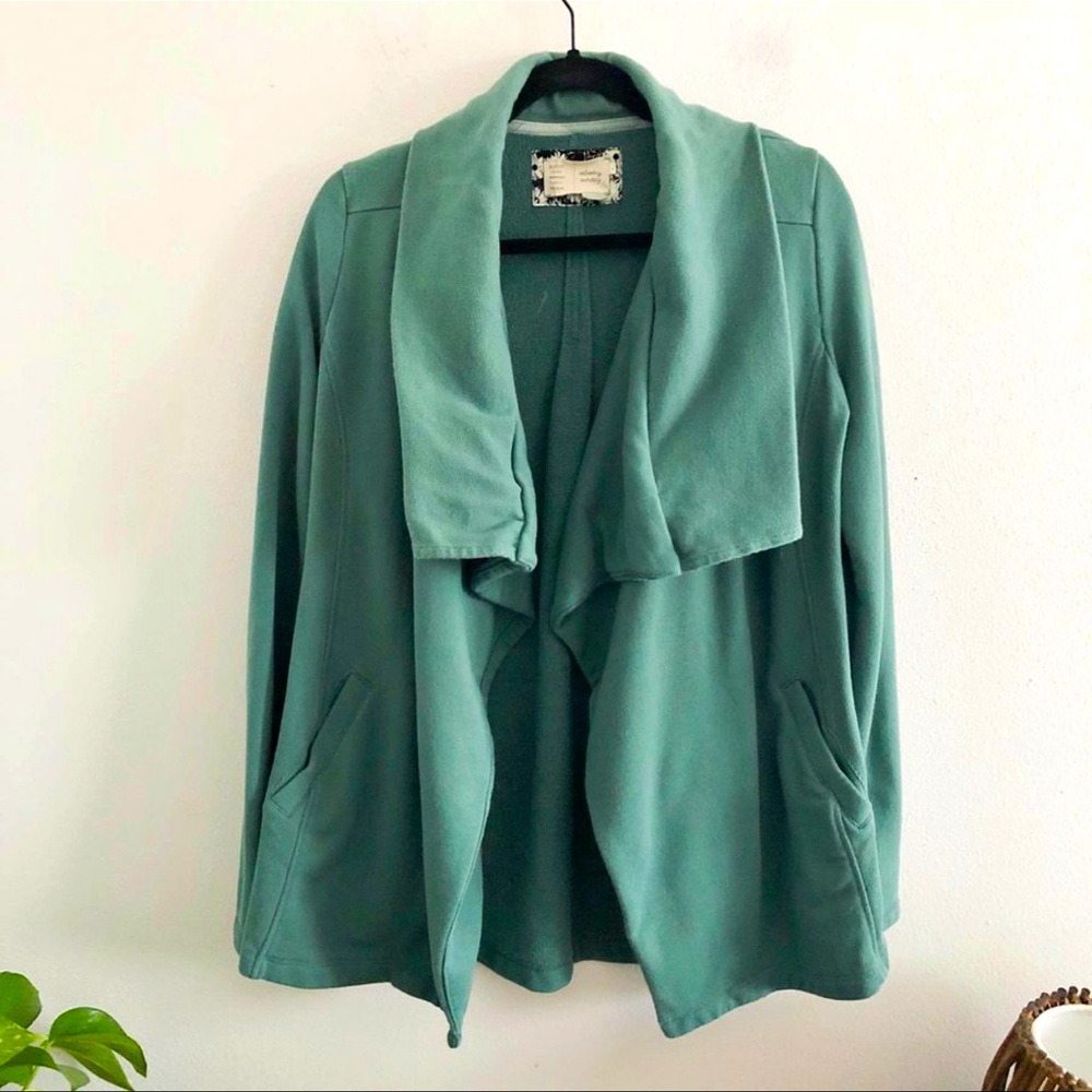 Anthropologie green draped oversize cardigan Large